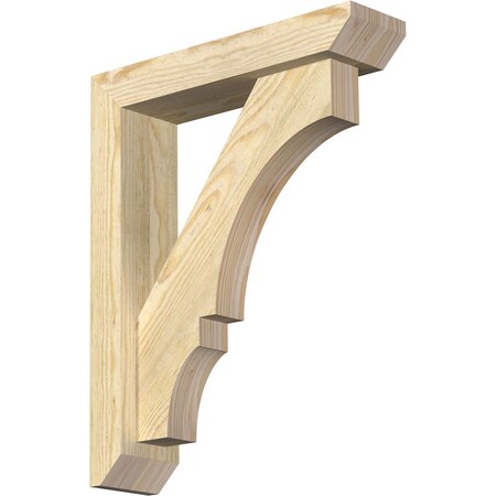 Ekena Millwork Balboa Slat Rough Sawn Bracket w/ Offset Brace, Douglas Fir, 4"W x 16"D x 20"H BKT0402X16X20BOA06RDF